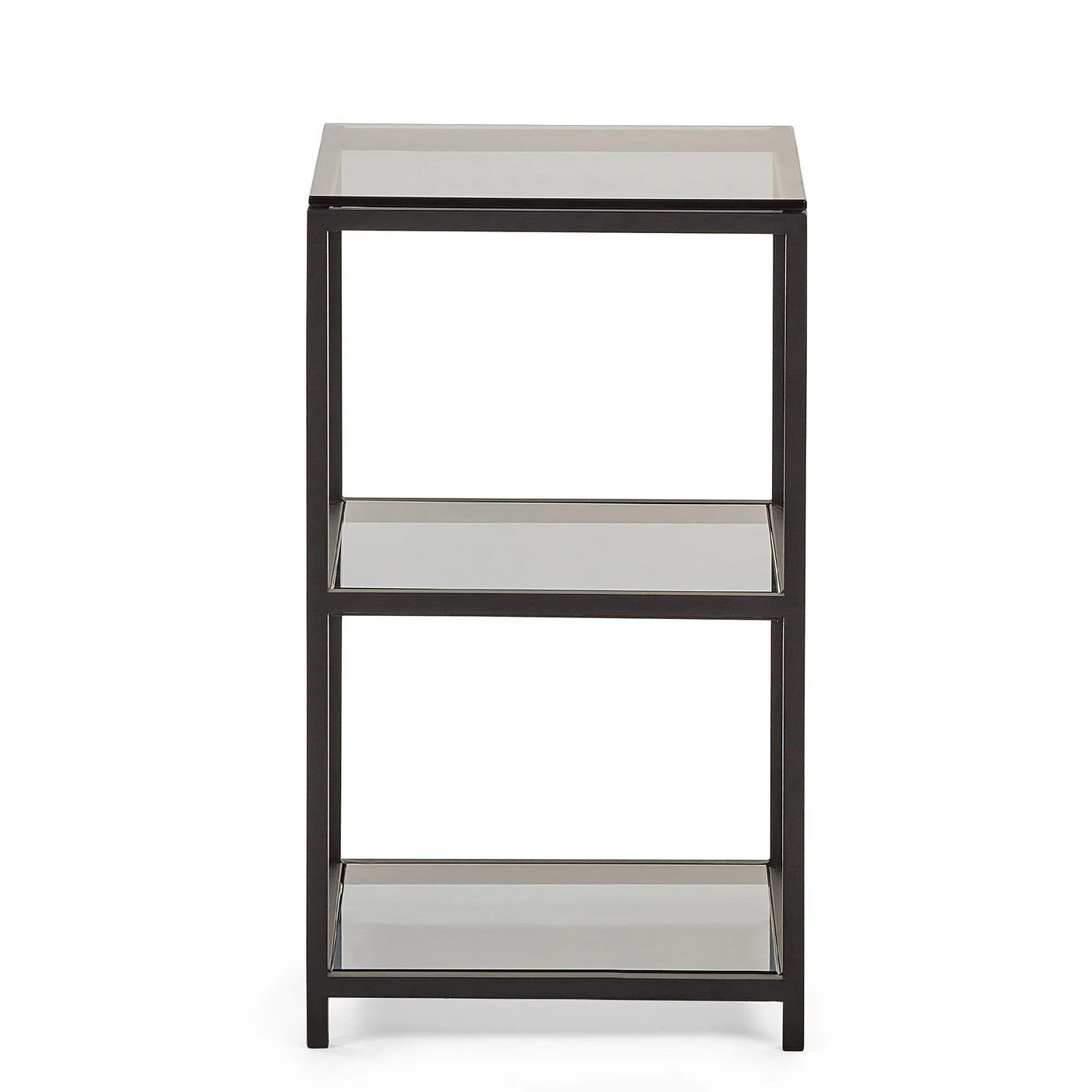 Chicago Tall Narrow Side Table - Glass and Black - CHI021