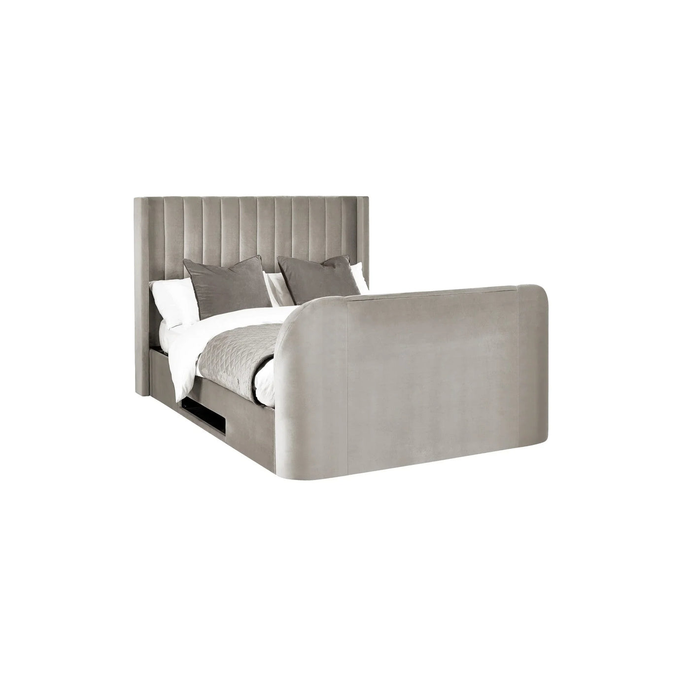 Clara Side Lift Ottoman Tv Bed - Light Grey / King - CLA002