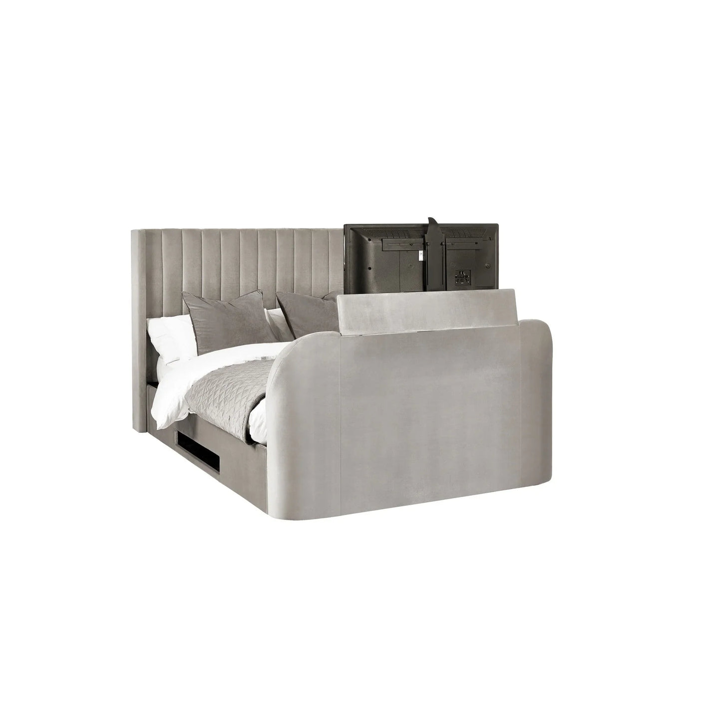 Clara Side Lift Ottoman Tv Bed - Dark Grey / King - CLA102