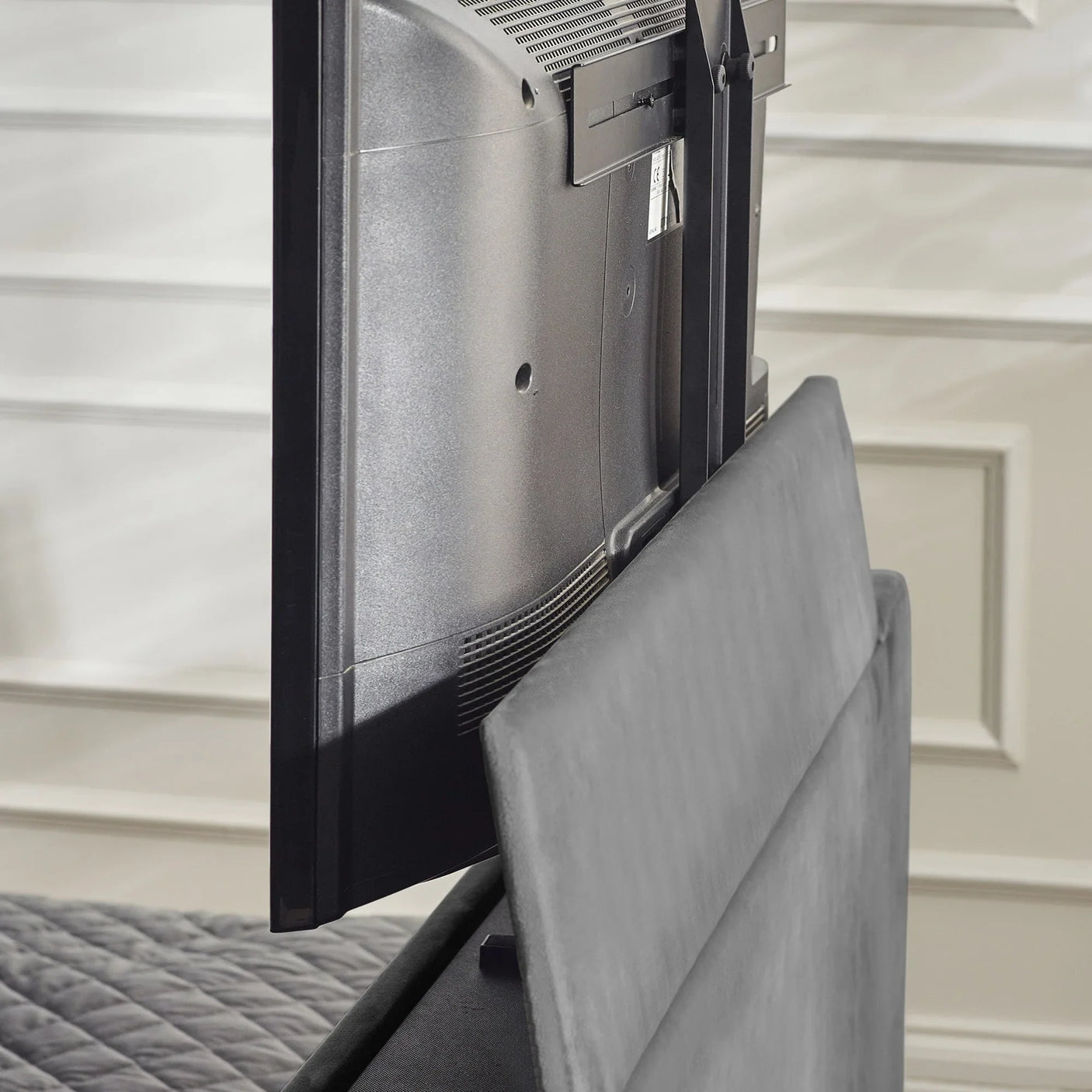 Clara Side Lift Ottoman Tv Bed - Light Grey / Double - CLA001