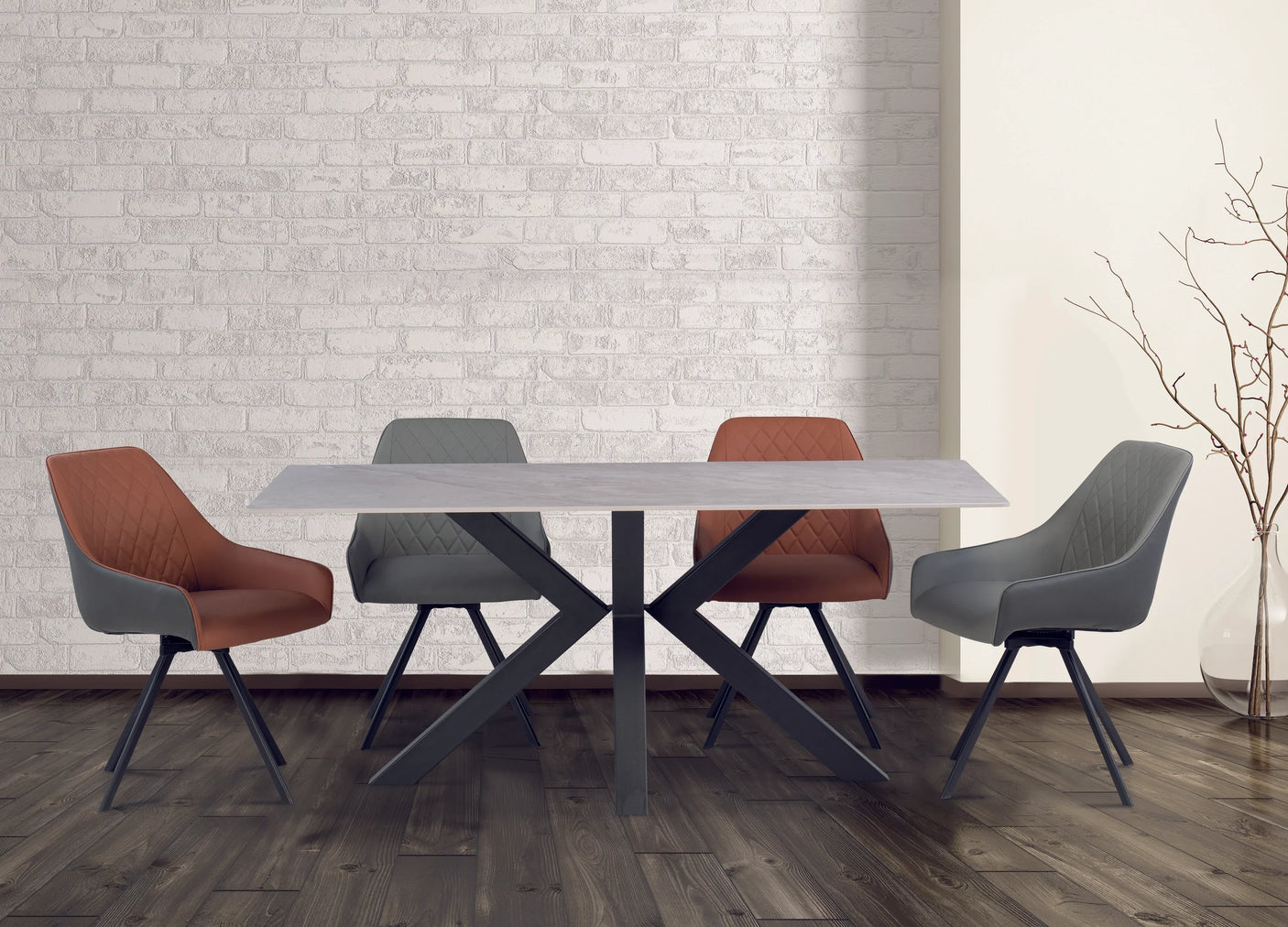 1.8m Grey Wooden Dining Table for Modern Home Elegance