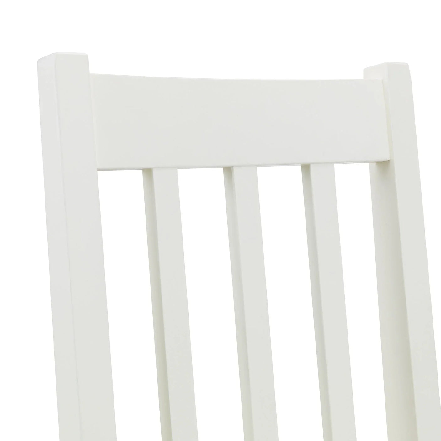 Ivory dining chair slatted wood backrest close-up