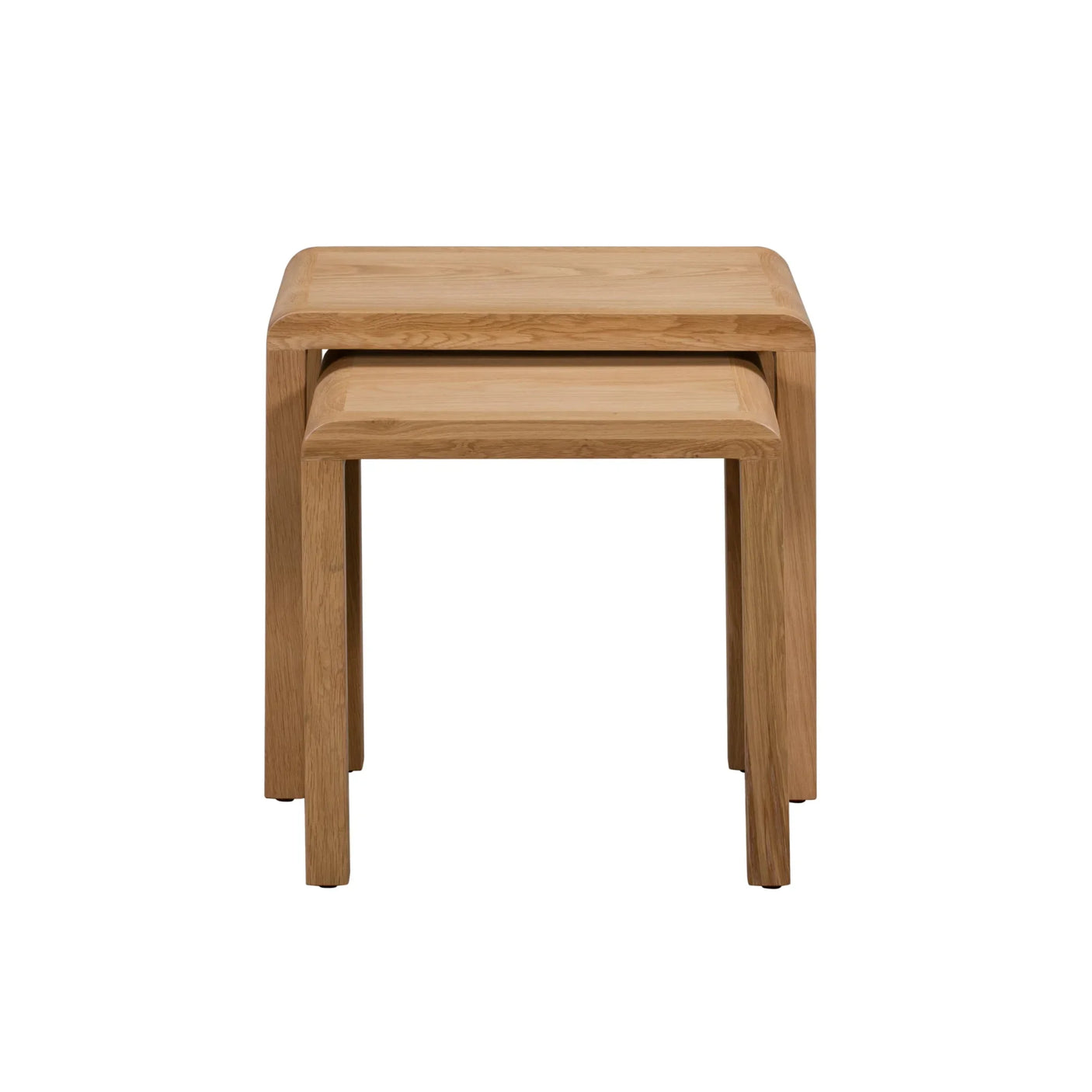 Curve Oak Nest Of 2 Tables - Light Brown - CUR304