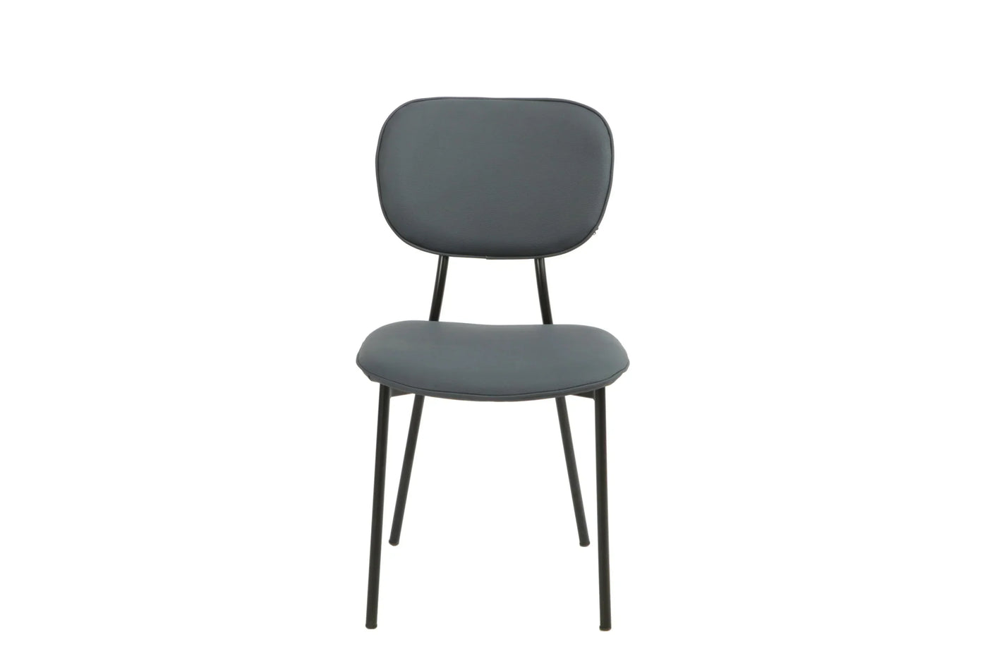 Capri dining chair with midnight blue padded seat and backrest, black legs, front view
