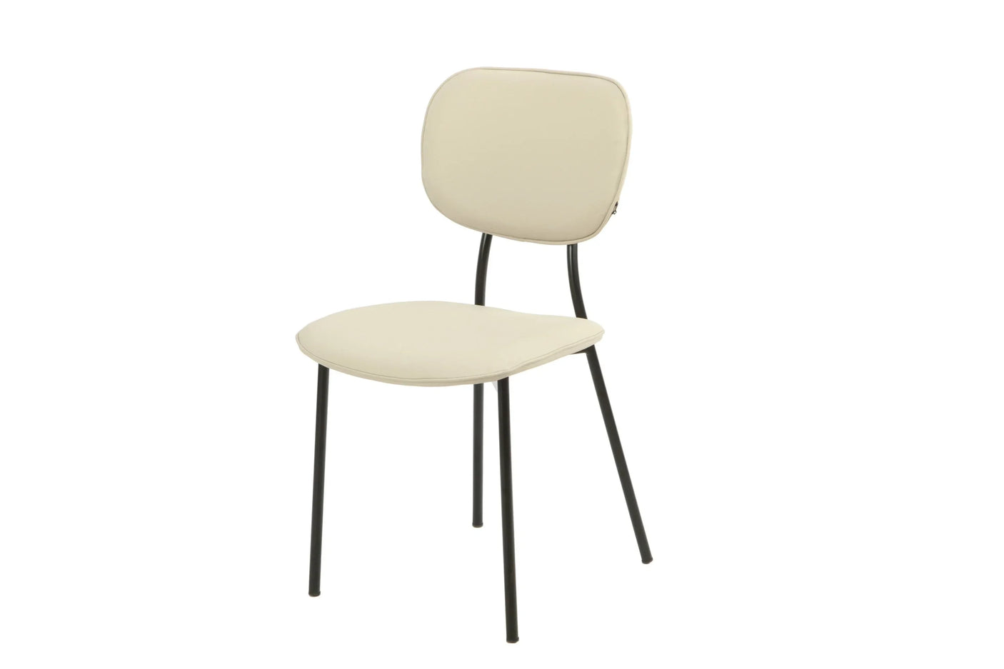 Capri dining chair in taupe with padded seat, curved backrest and black metal legs