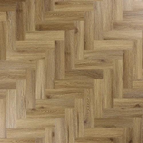 Chestnut herringbone wood flooring with natural grain and warm brown tones