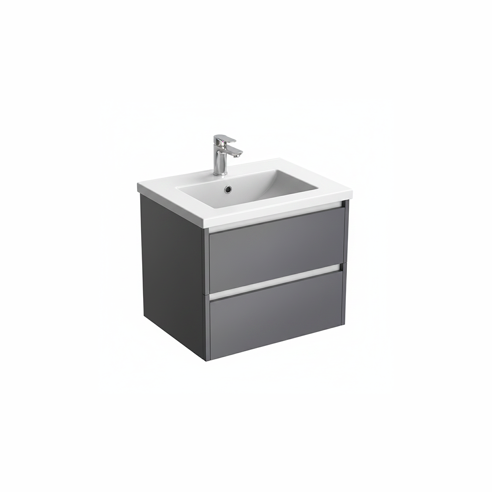 Anthracite wall hung bathroom vanity unit with contemporary two drawer design | Home Centre Direct UK