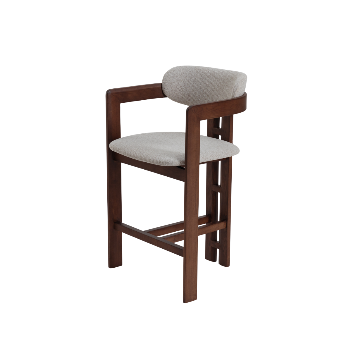 ALUXO Clara Walnut Barstool in Oatmeal Boucle