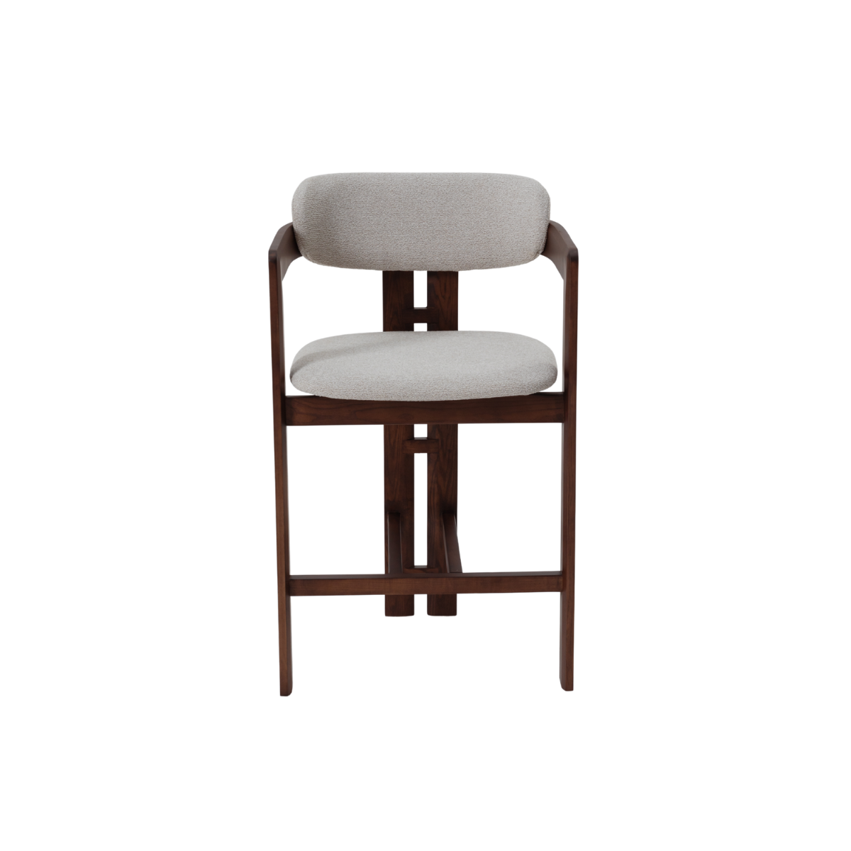 ALUXO Clara Walnut Barstool in Oatmeal Boucle
