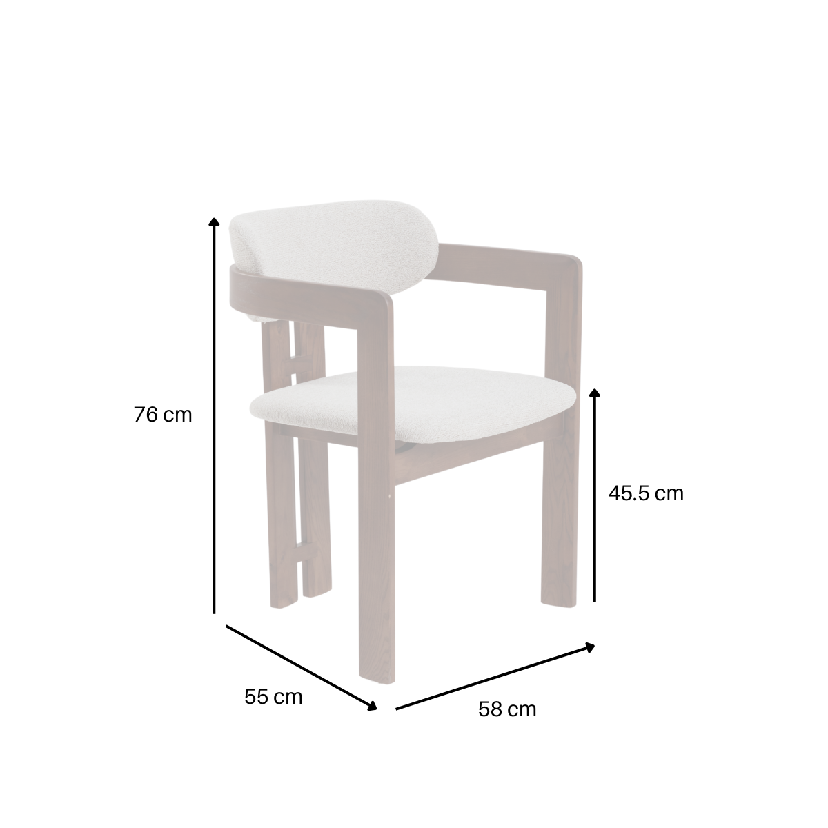 ALUXO Clara Walnut Dining Chair in Oatmeal Boucle - Box of 2