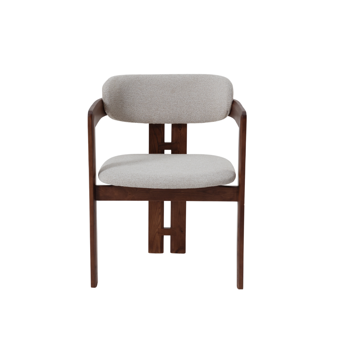 ALUXO Clara Walnut Dining Chair in Oatmeal Boucle - Box of 2
