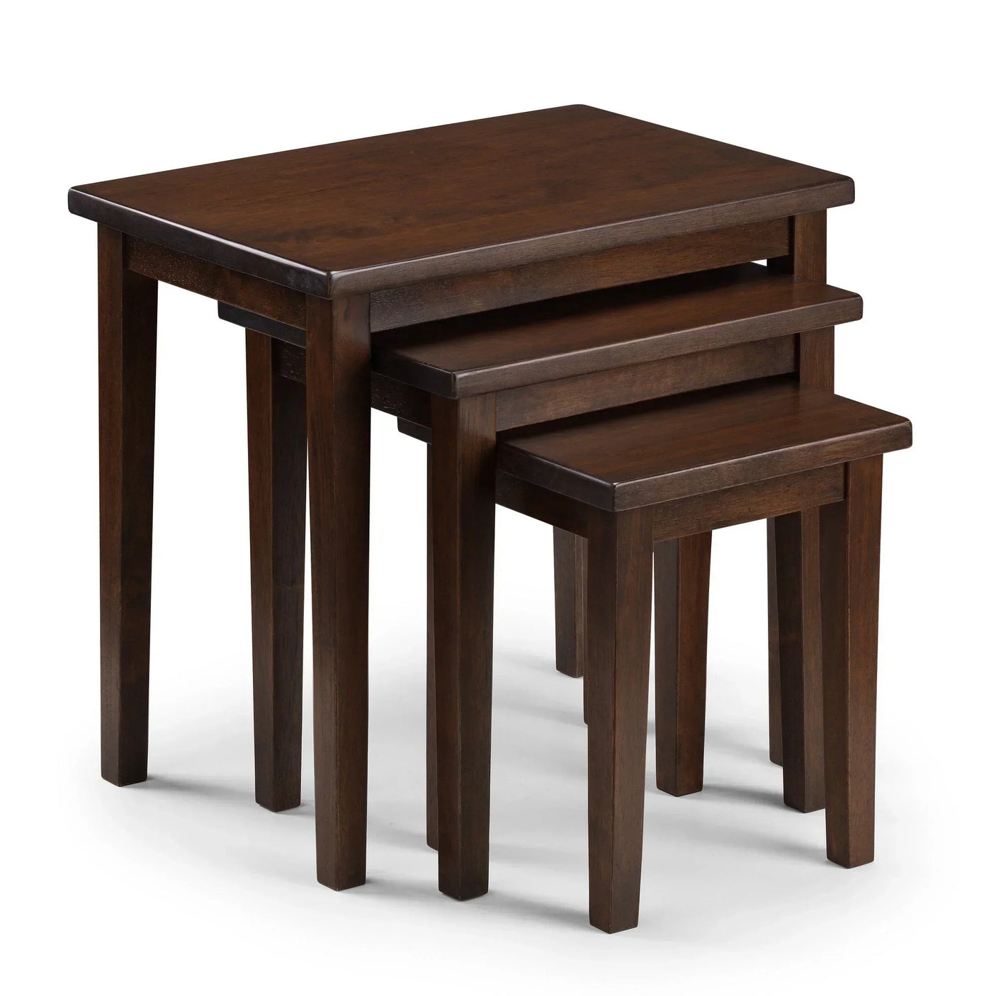 Mahogany nest of tables set of three with straight legs and smooth finish
