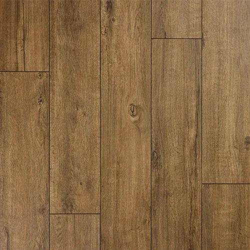 Cognac oak wood flooring with natural grain and warm brown finish, close-up view