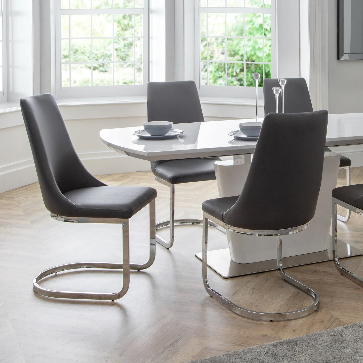 Como Cantilever Dining Chair (Set of 2) - Grey - COM103