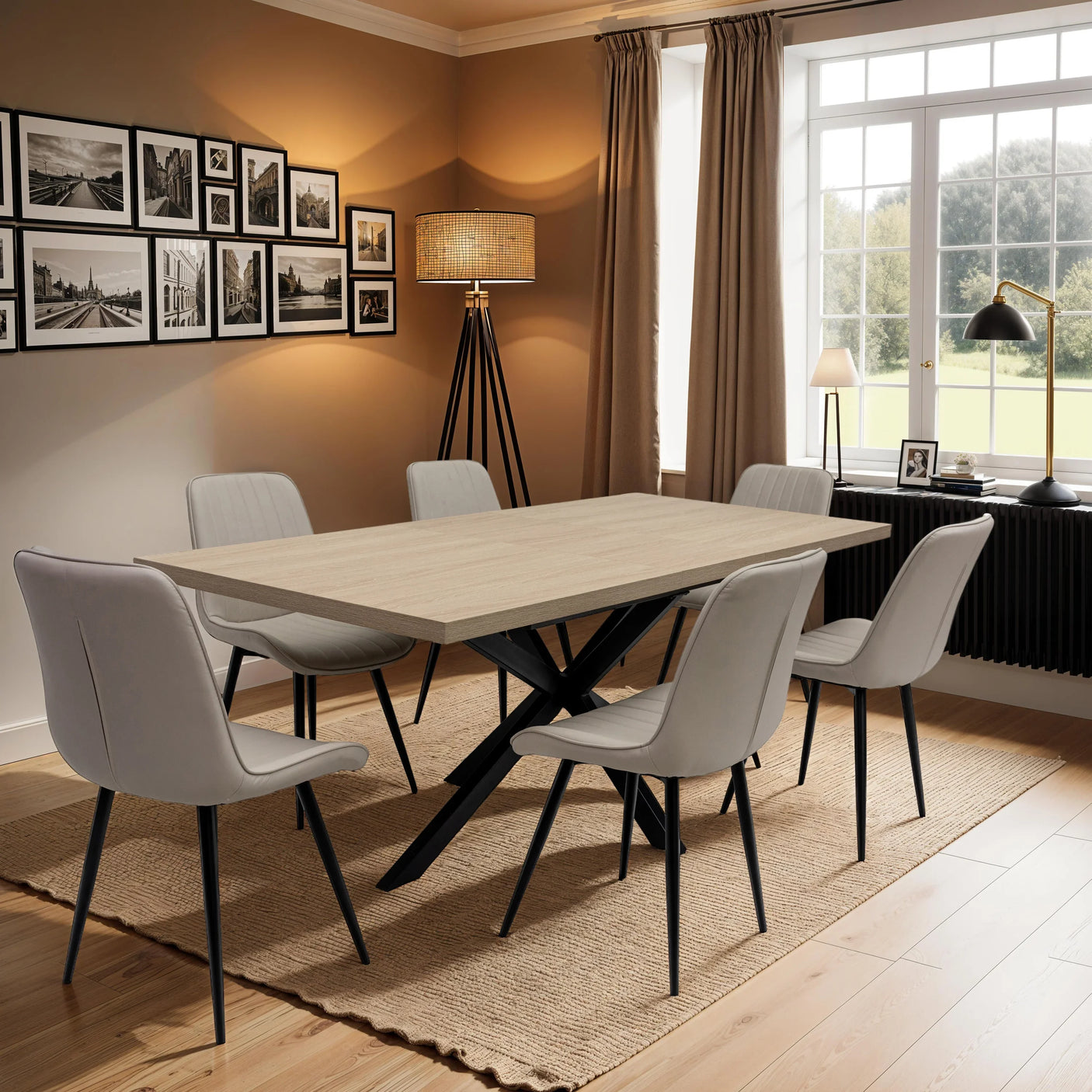 Light Oak 1.6m Extending Dining Table with 0.4m Leaf Insert