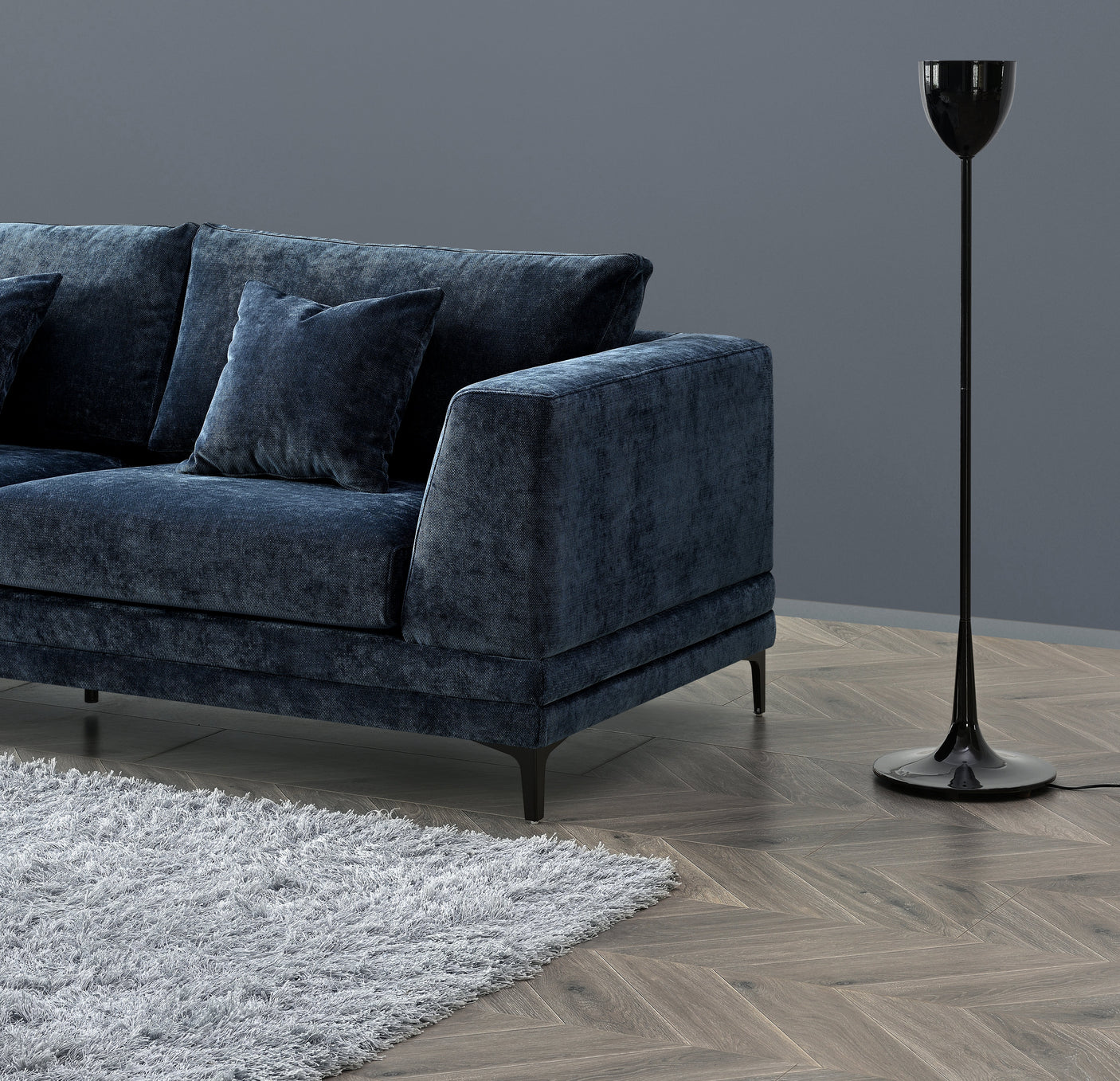Aluxo Lenox Sofa Range in Aegean Blue Velvet