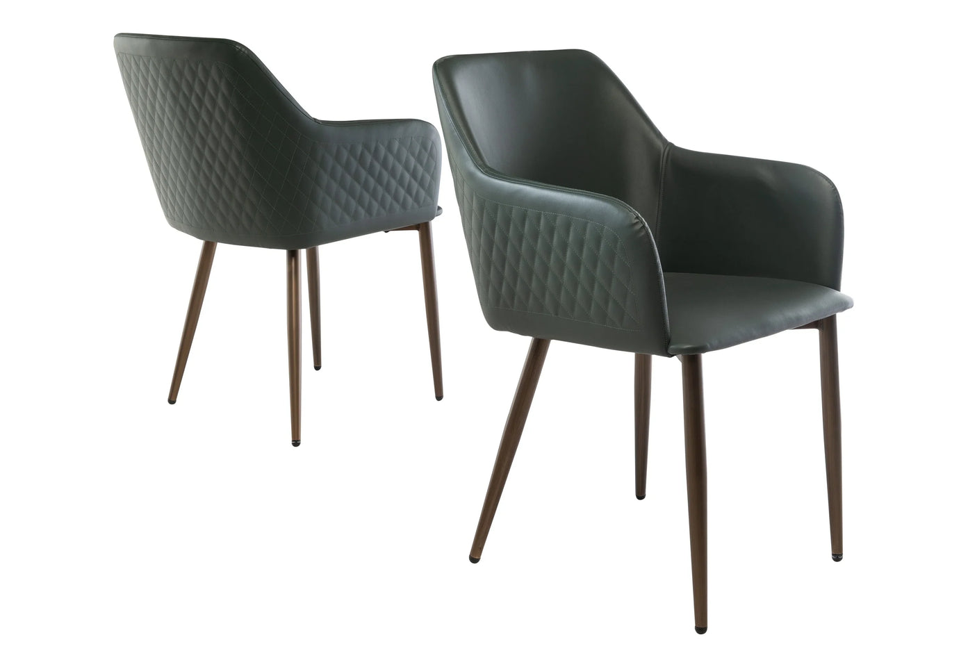 Elegant Dark Green Dining Chair with Brushed Brass Legs