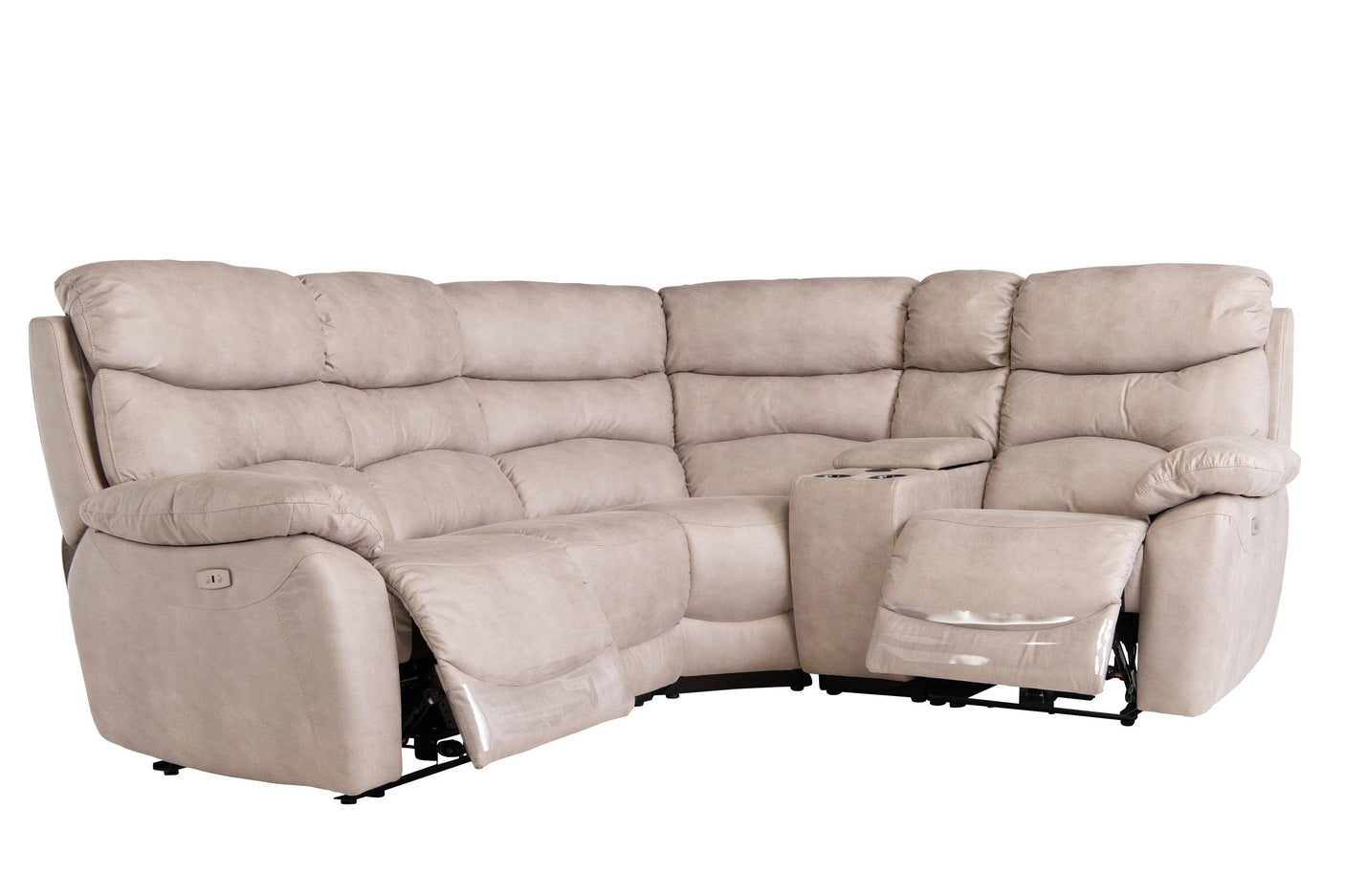 Layla Soft-Touch Fabric Recliner Corner Sofa with USB