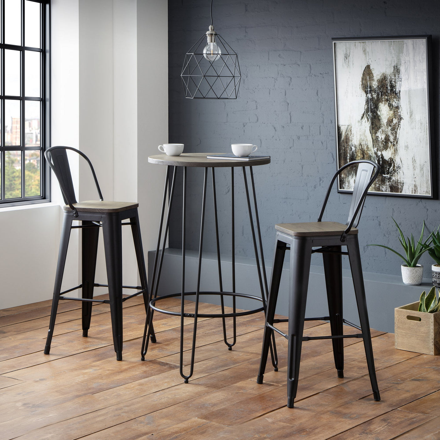Grafton Metal Bar Stools (Set of 2) - Dark Brown - GRA303