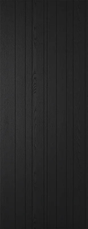 Dark charcoal wood wall panel with vertical grain detail and subtle texture
