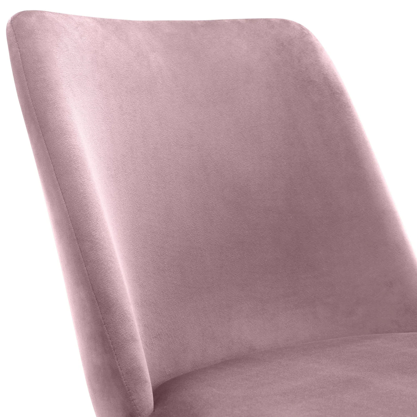Pink velvet chair back detail with smooth upholstery and curved edges