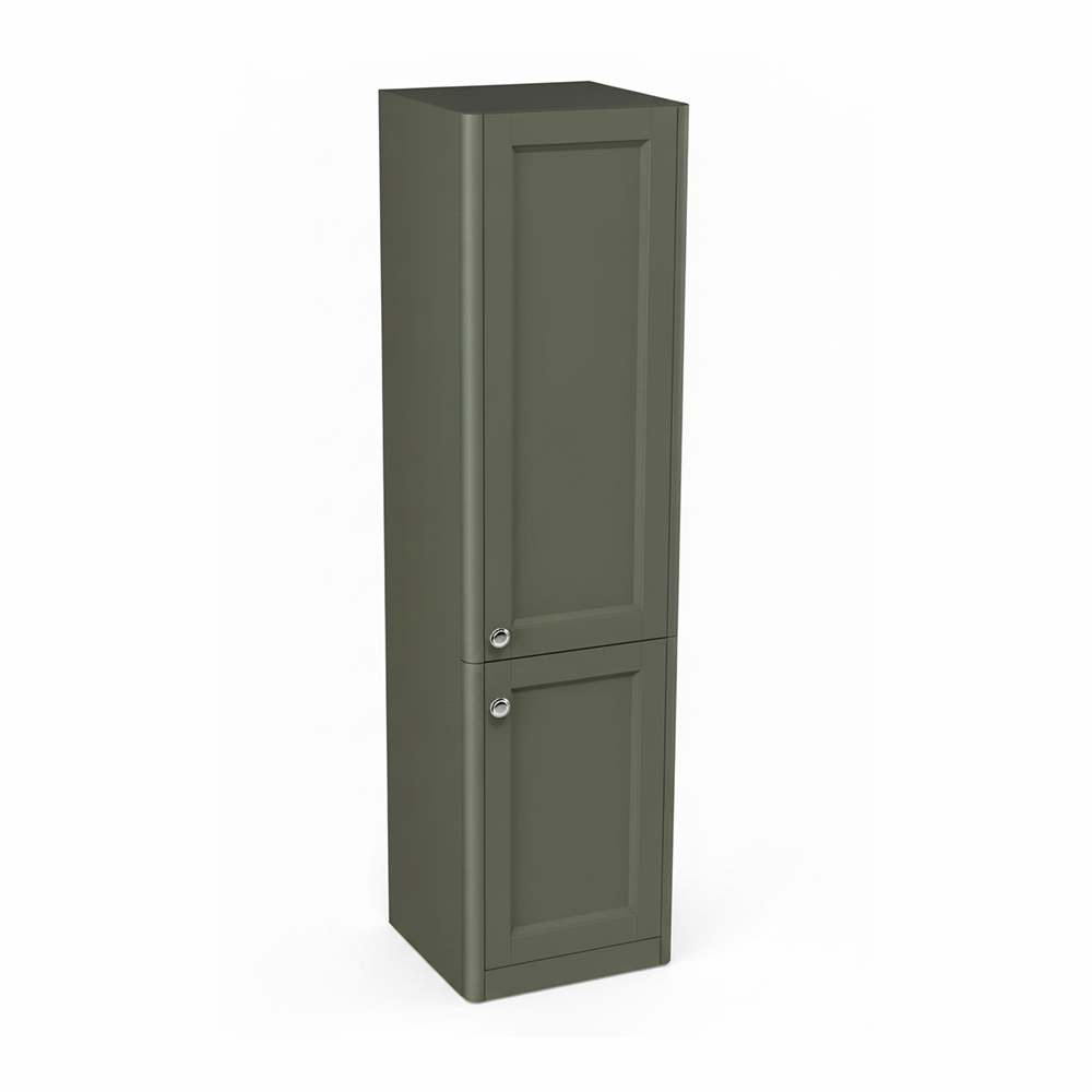 Forest green tall bathroom storage cabinet with two door design and contemporary styling | Home Centre Direct UK