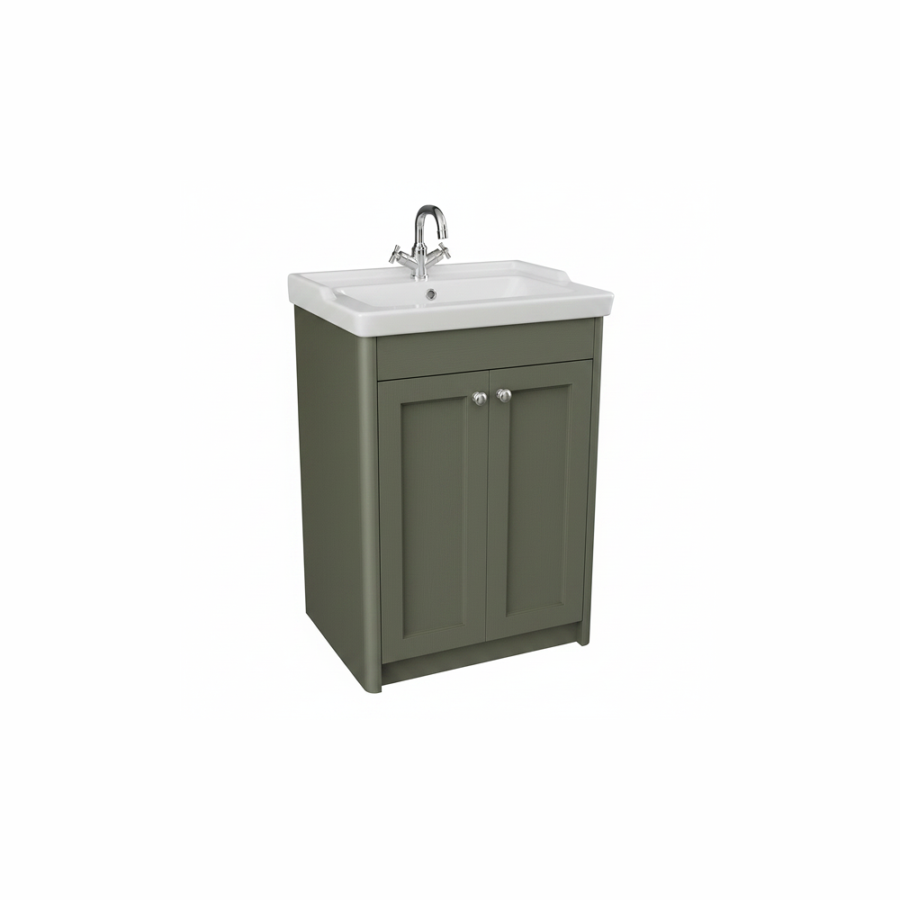 Forest green floor standing bathroom vanity unit with two door storage and classic styling | Home Centre Direct UK