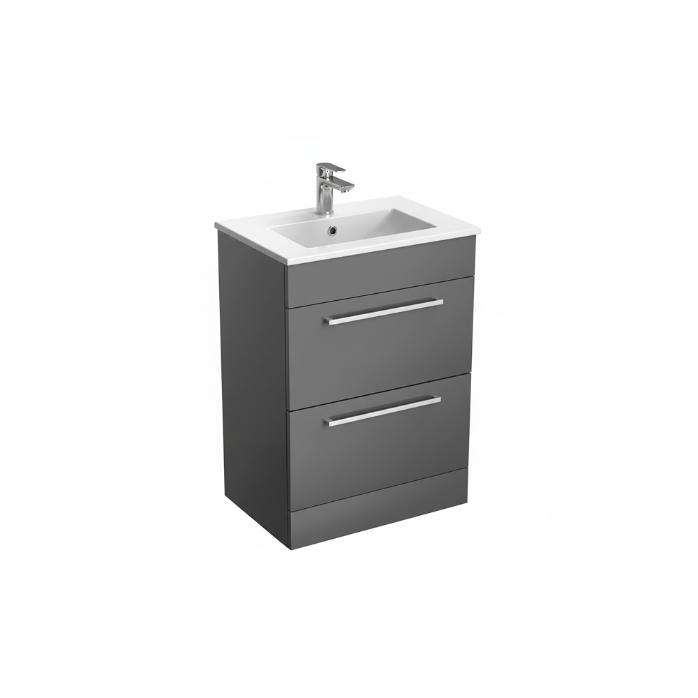 Anthracite floor standing bathroom vanity unit with two drawer storage | Home Centre Direct UK