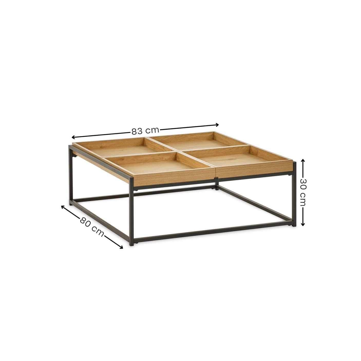 Ezra Square Tray Coffee Table - Light Oak - EZR001