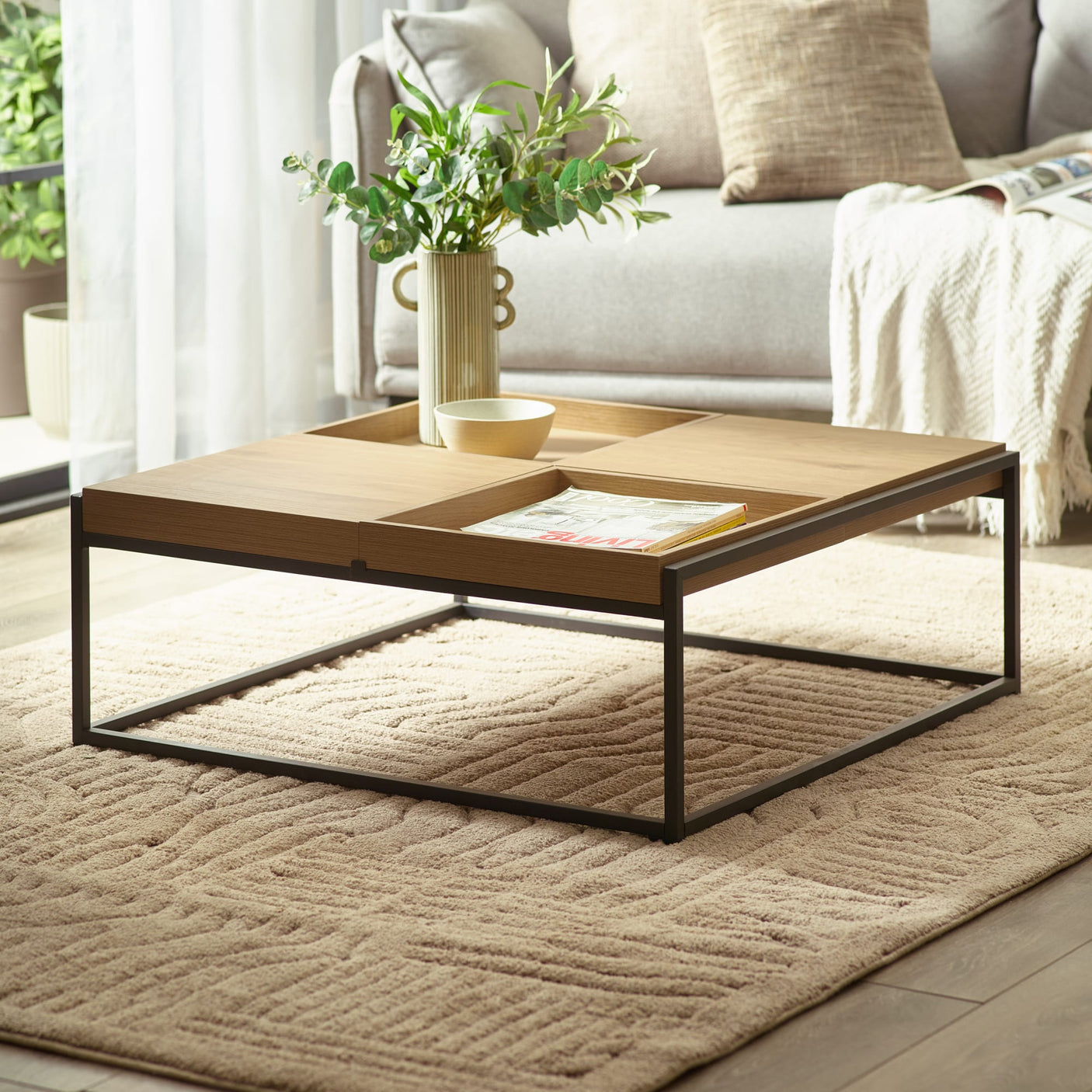 Ezra Square Tray Coffee Table - Light Oak - EZR001