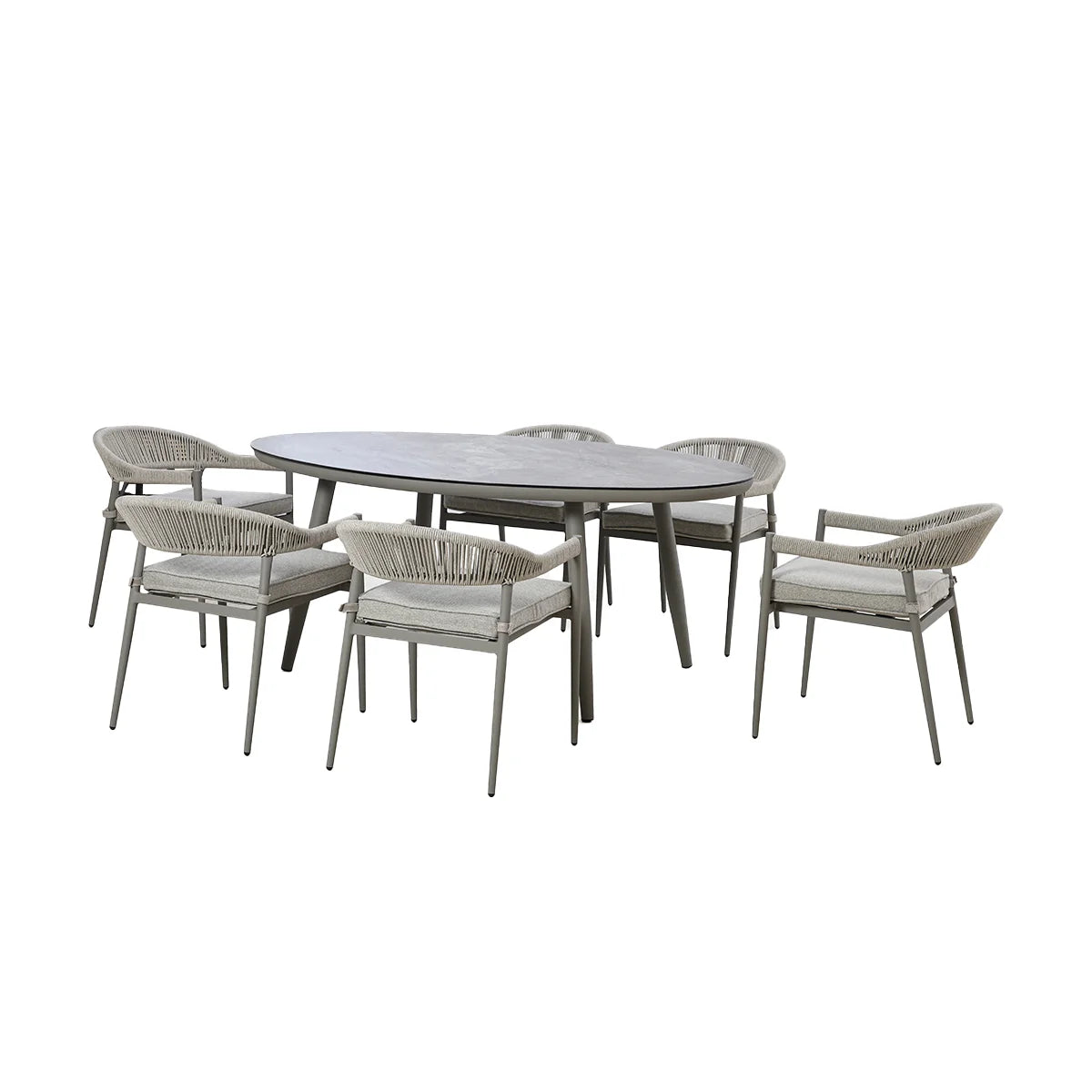 Florence 6 Seat Oval Dining Set With Lazy Susan
