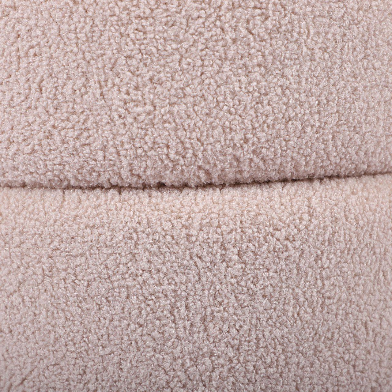 Beige Boucle Round Storage Stool With Gold Legs - Kd