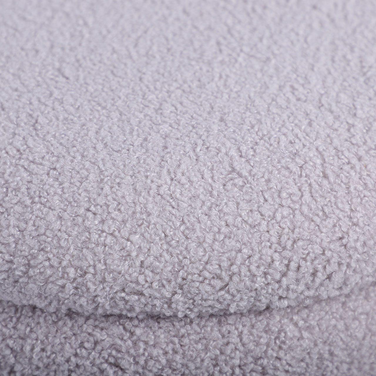 Grey Boucle Round Storage Stool With Chrome Legs