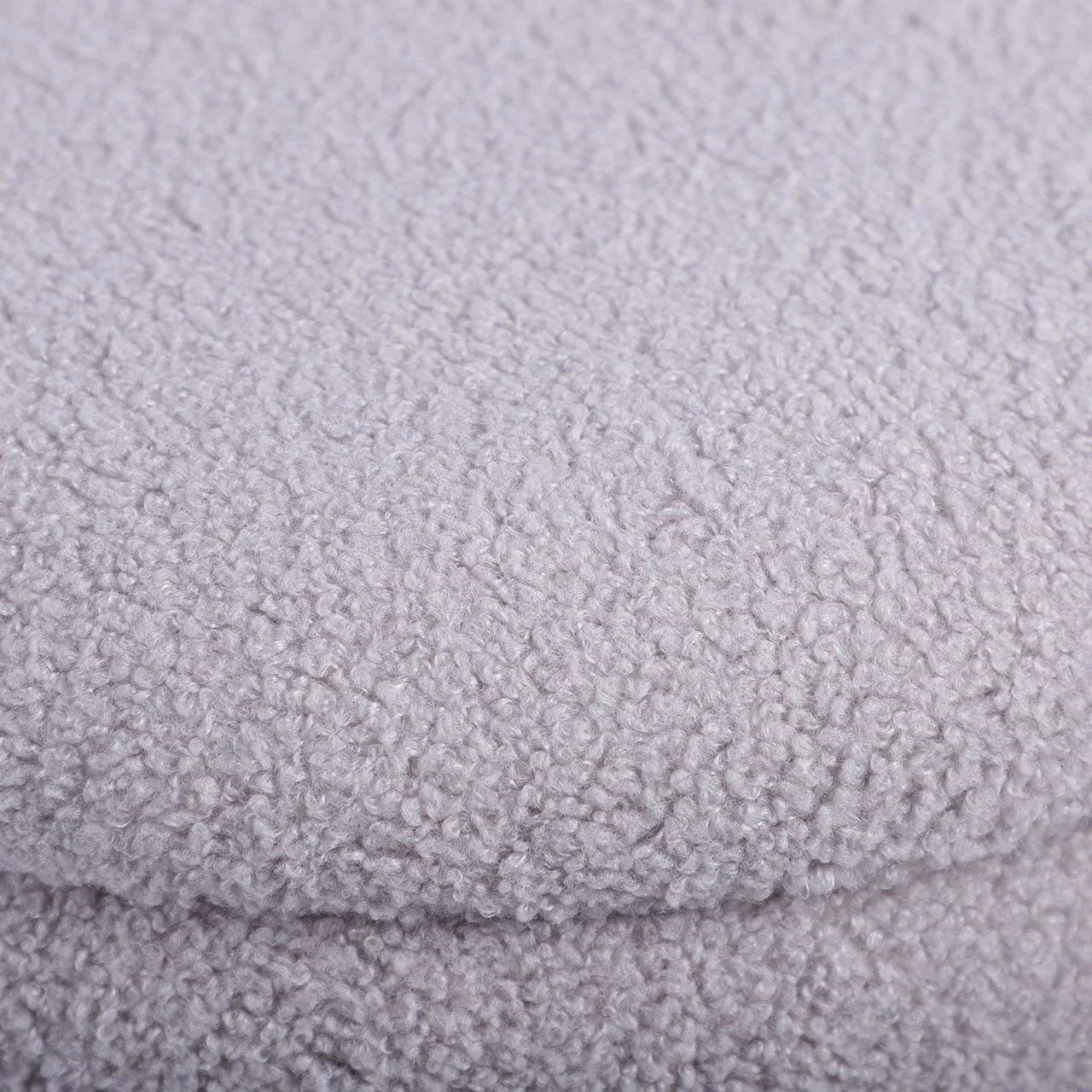 Grey Boucle Round Storage Stool With Chrome Legs