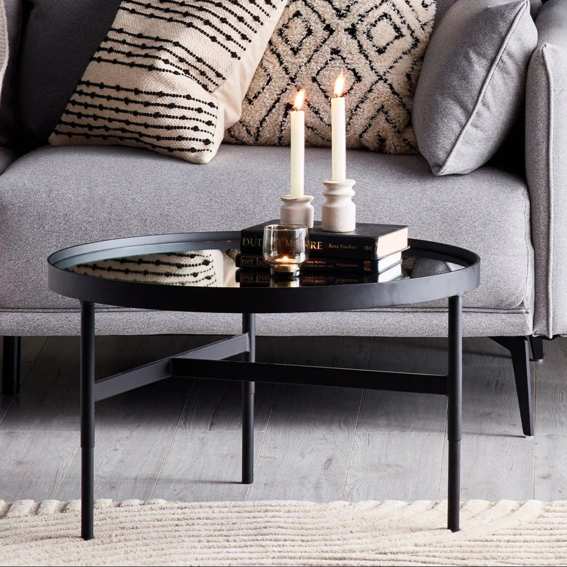 Franki Coffee Table - Glass and Black - FRA001