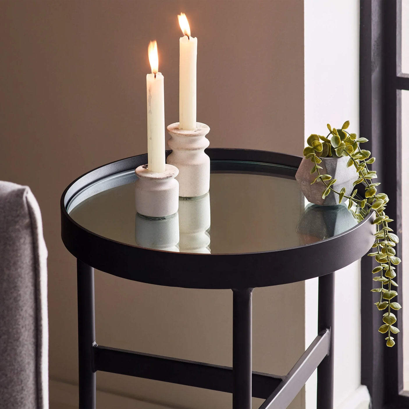 Franki Lamp Table - Glass and Black - FRA002