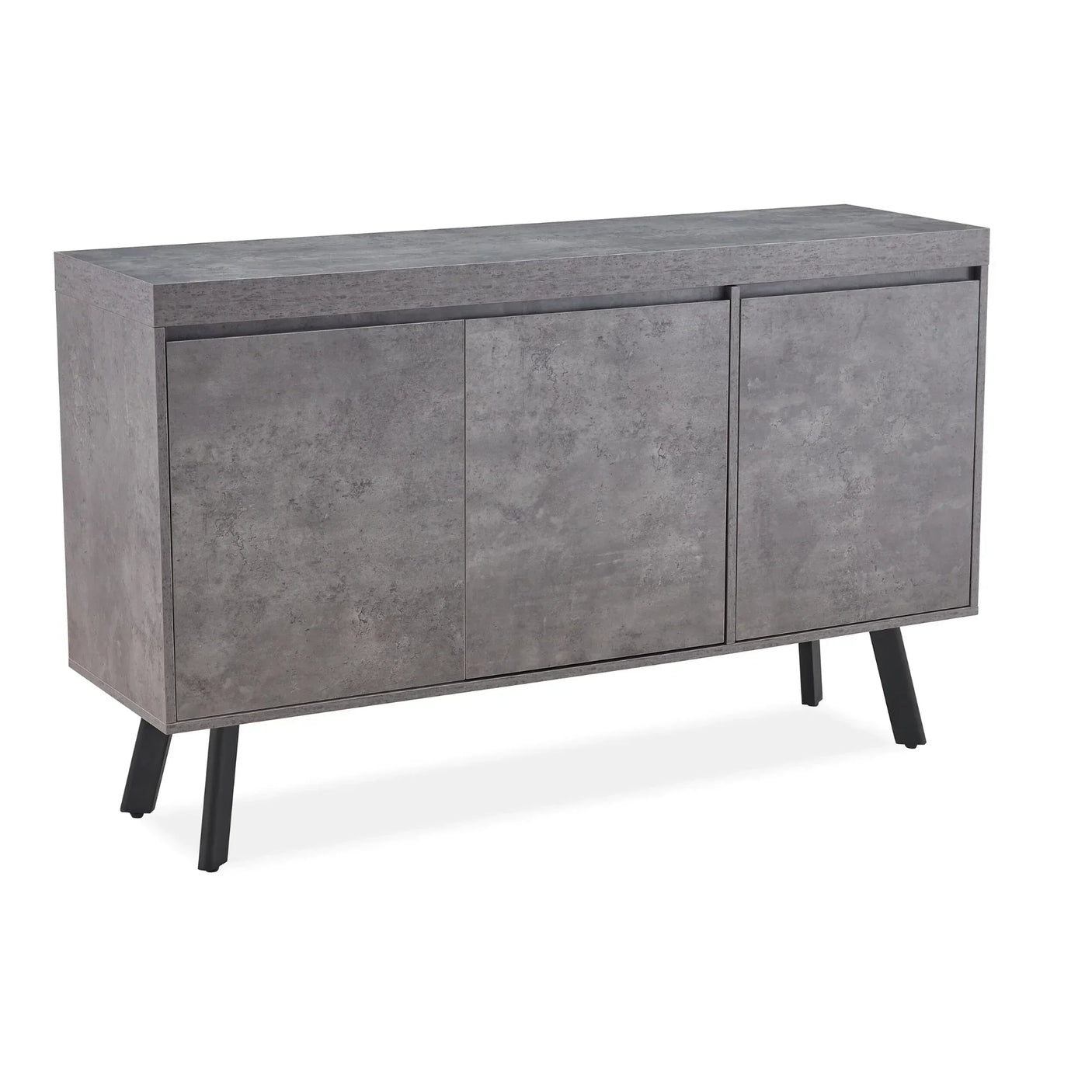 Modern grey sideboard with three doors and black angled legs