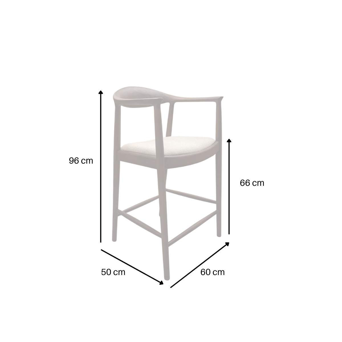 ALUXO Fern Walnut Barstool in Oatmeal Boucle