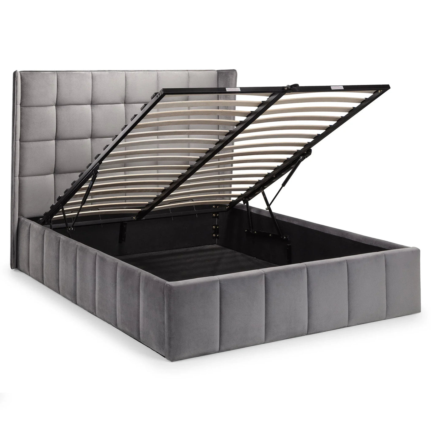 Gatsby Storage Ottoman Bed - Light Grey / Double - GAT051