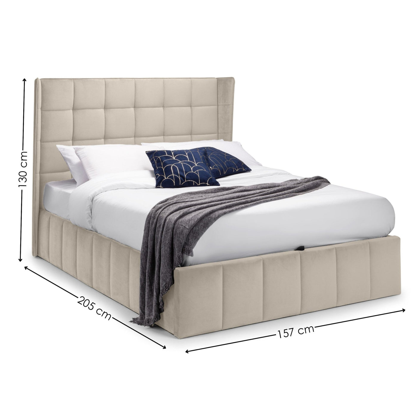 Gatsby Storage Ottoman Bed - Light Grey / Double - GAT051