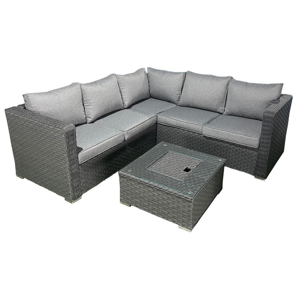 Worbridge Grey Rattan Corner Sofa & Ice Bucket Table