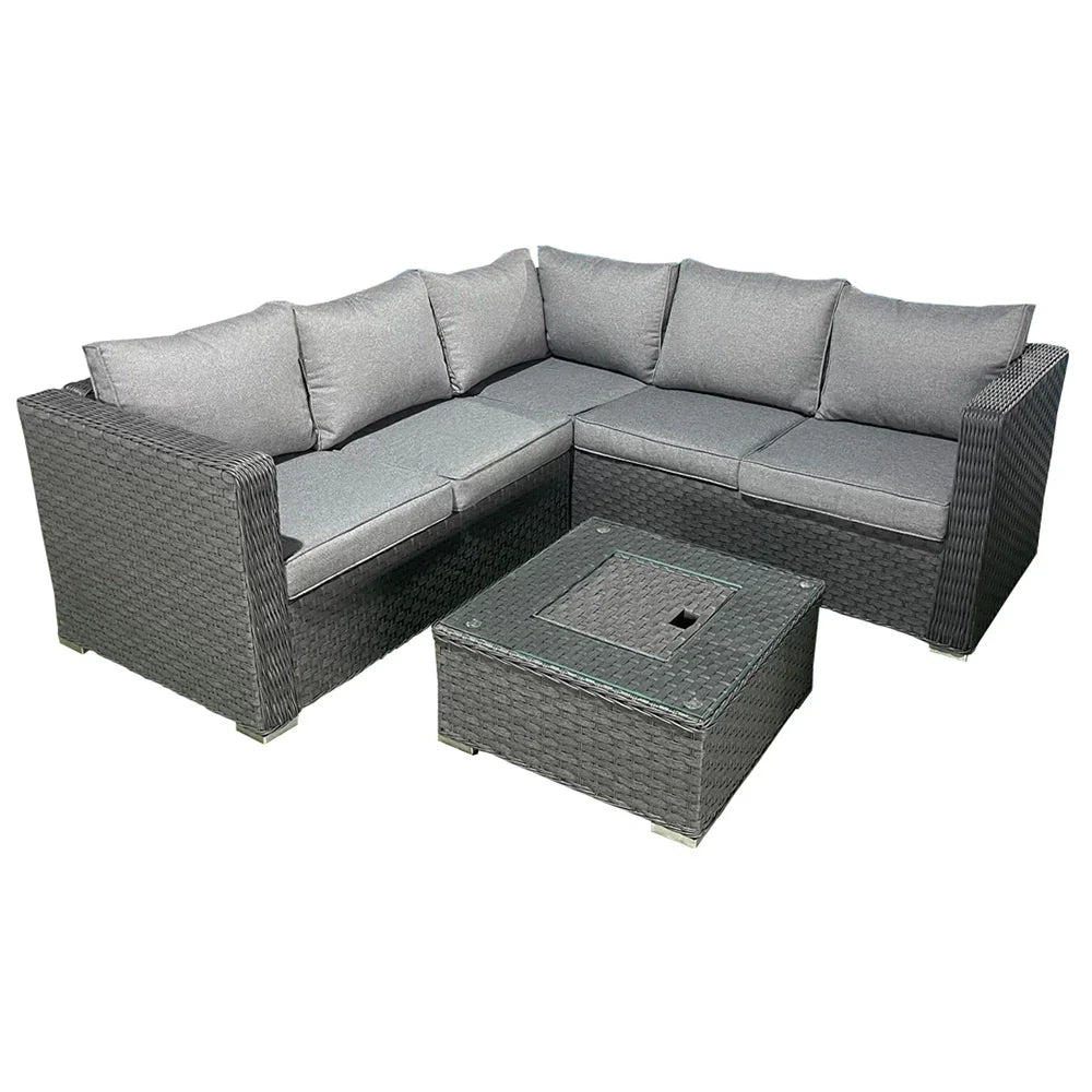 Worbridge Grey Rattan Corner Sofa & Ice Bucket Table