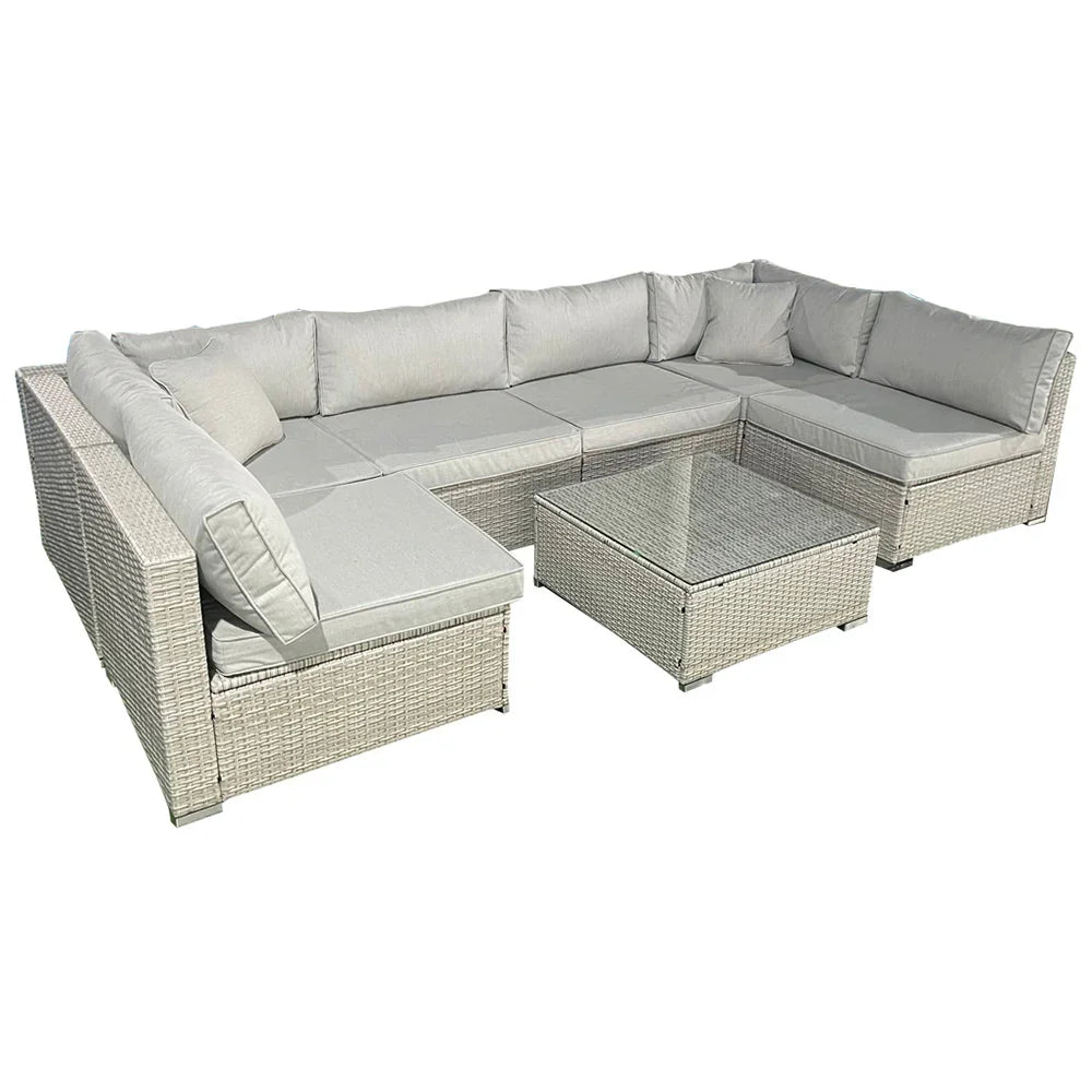 Haddon Modular Grey Rattan Corner Sofa Set with Coffee Table