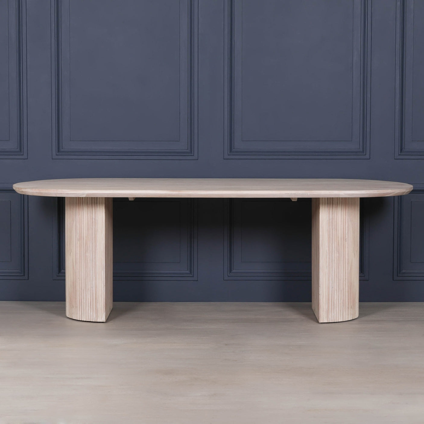 Blanche Acacia Fluted Oval Dining Table