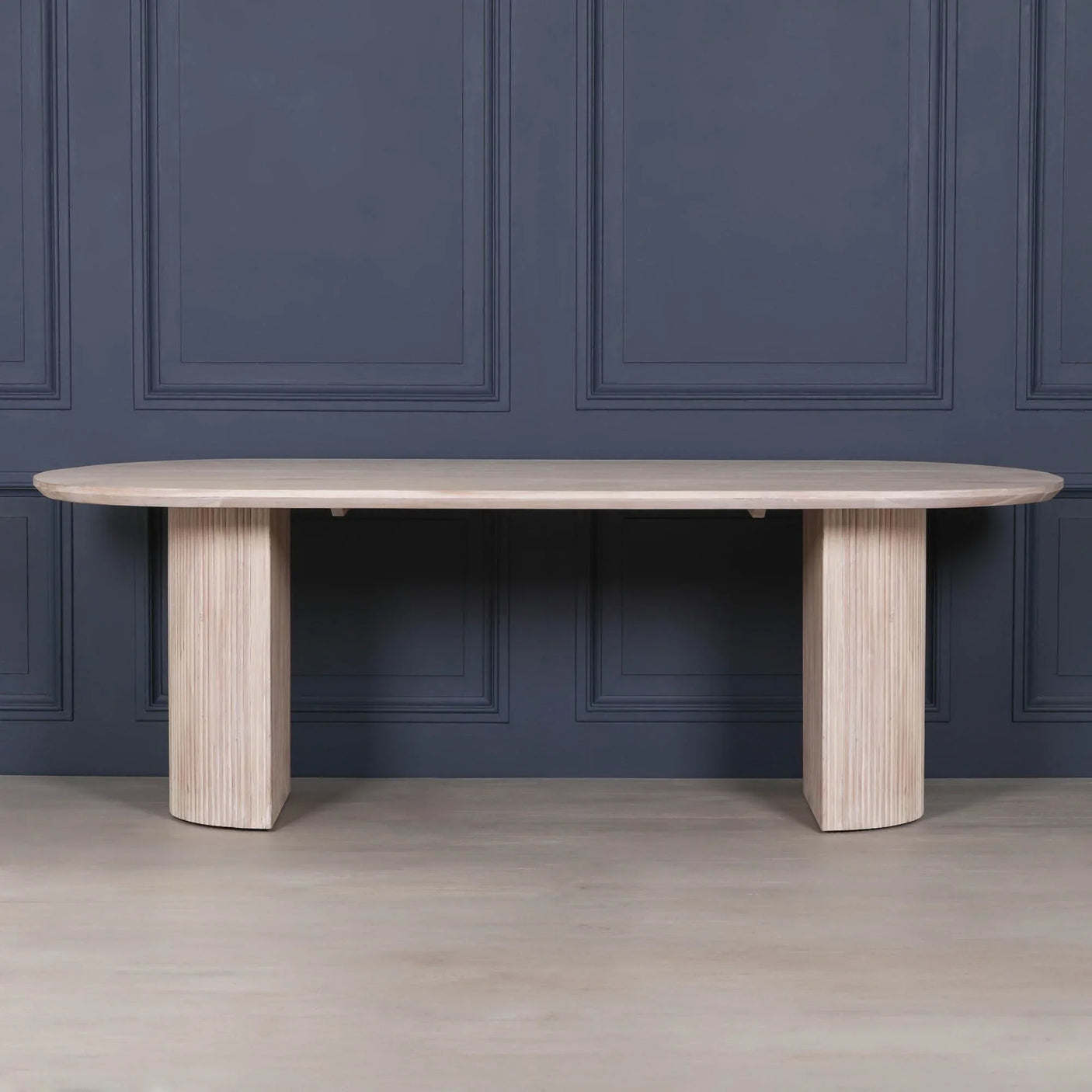 Blanche Acacia Fluted Oval Dining Table