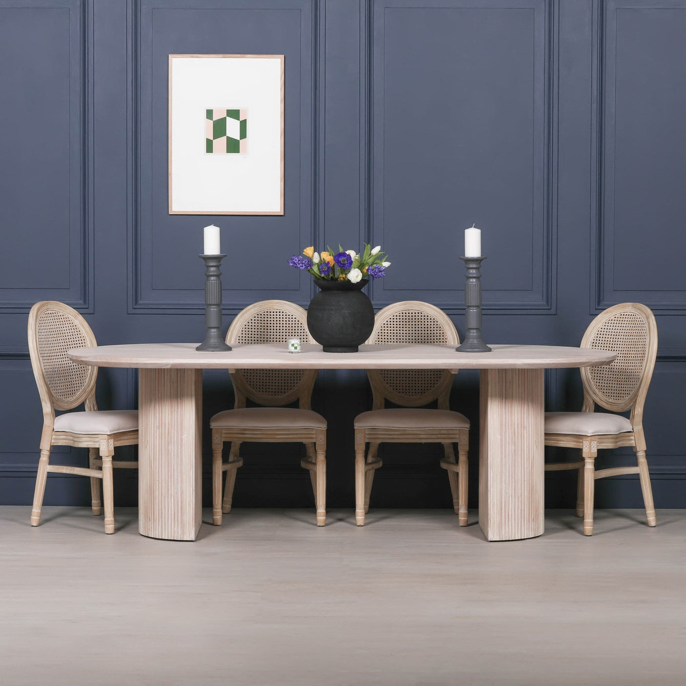 Blanche Acacia Fluted Oval Dining Table