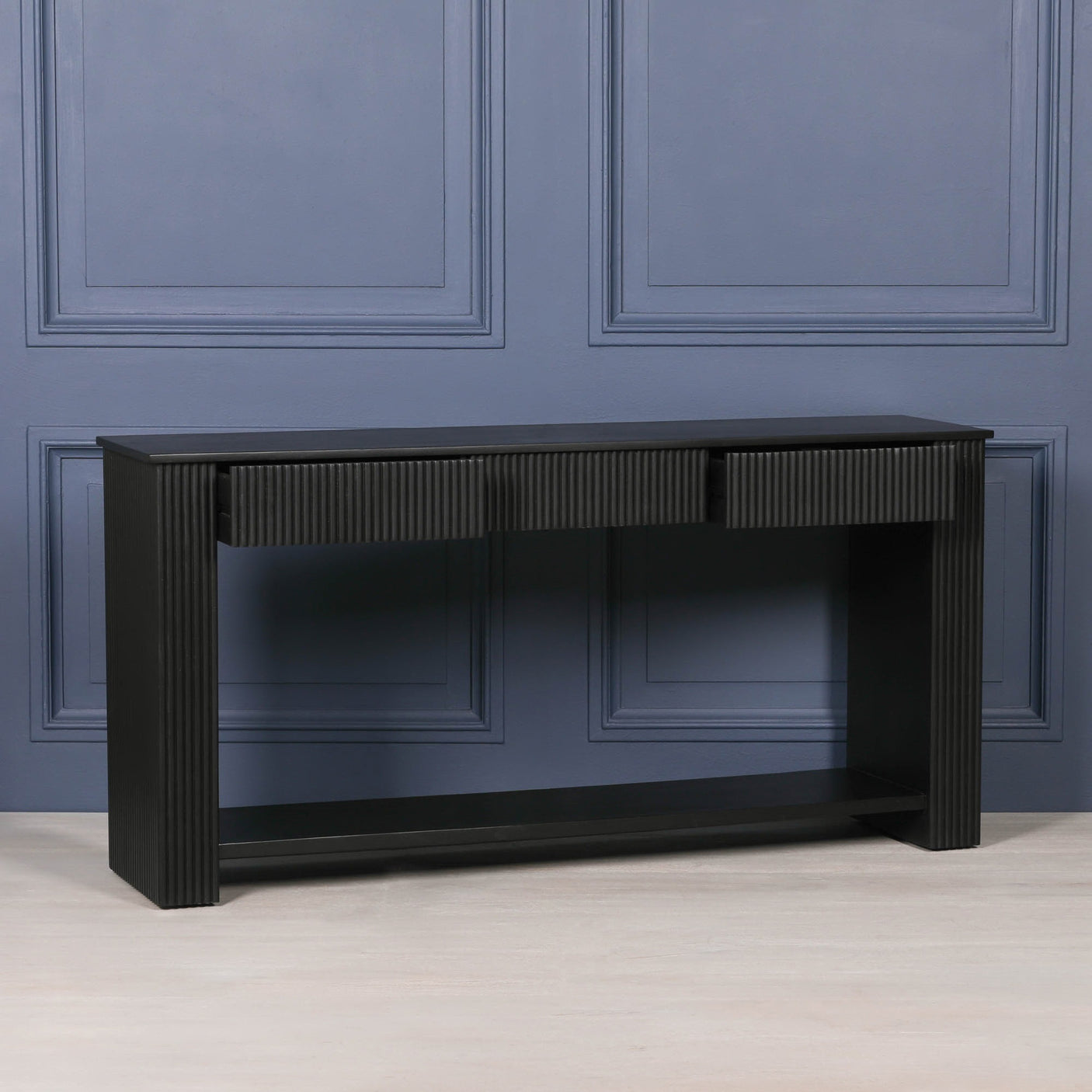 Black Painted Acacia Fluted Console Table
