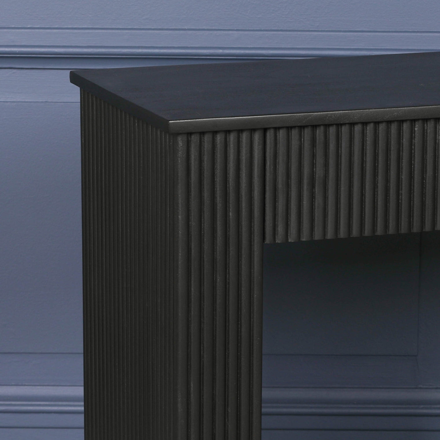 Black Painted Acacia Fluted Console Table