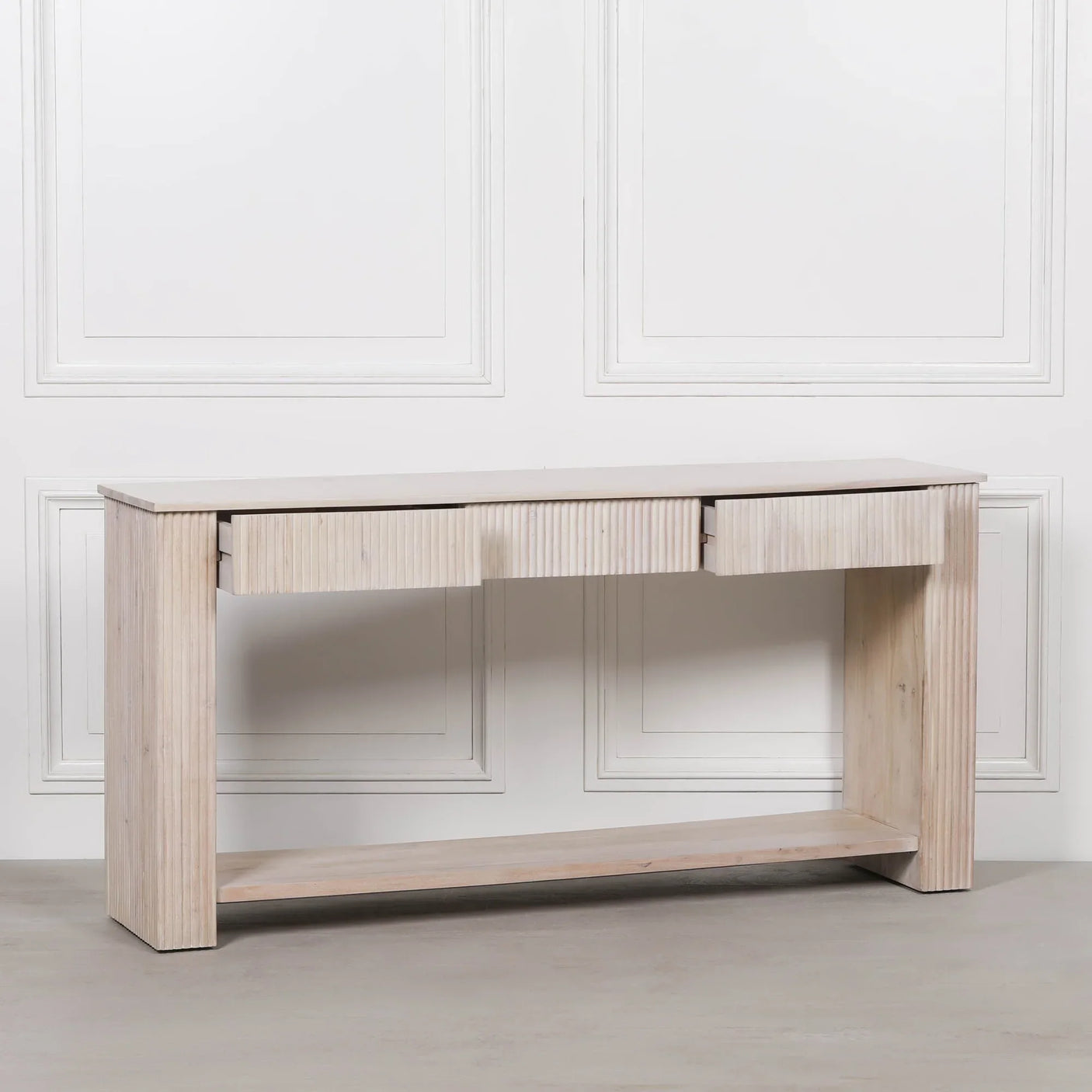 Blanche Acacia Fluted Console Table