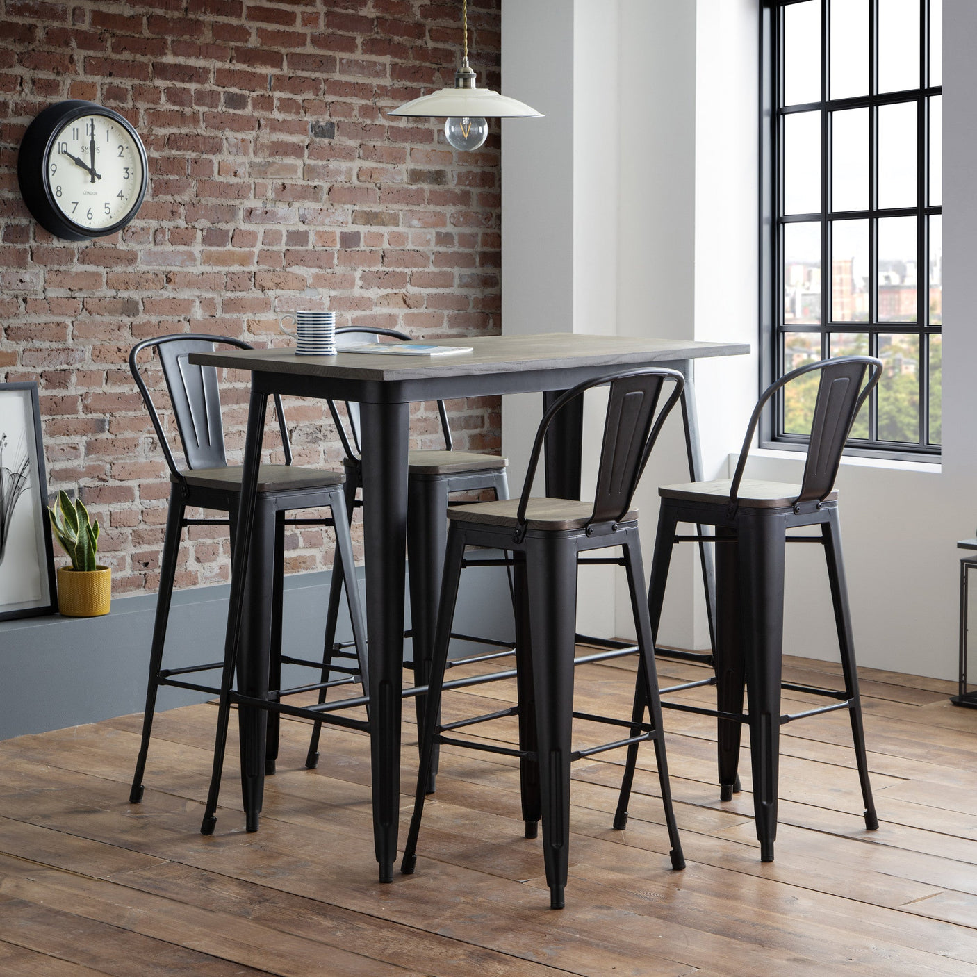 Grafton Metal Bar Stools (Set of 2) - Dark Brown - GRA303
